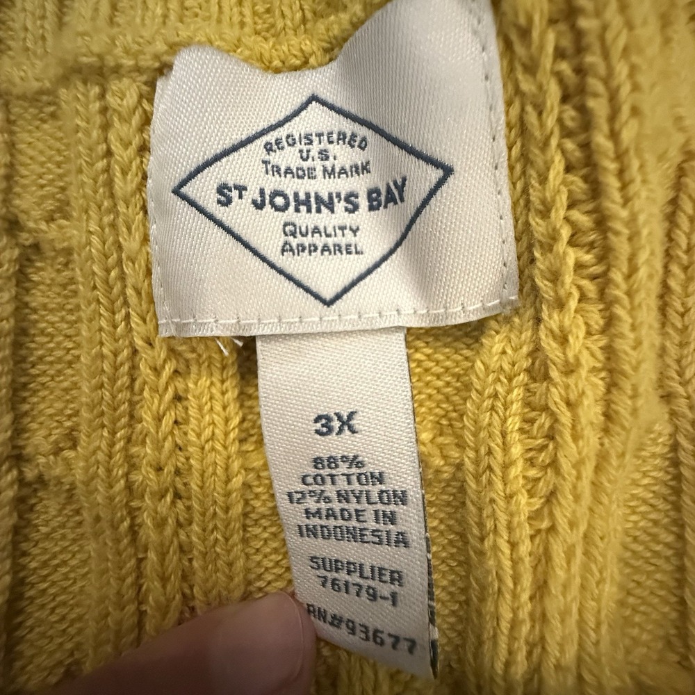 St. Johns‎ Bay Cable Knit Sweater Womens 3X Yellow Cotton Blend Long Sleeve NEW - Picture 3 of 9